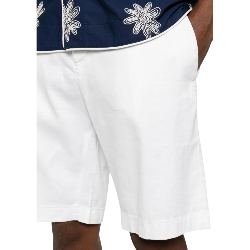 Bermuda JACOB COHEN George en gabardine stretch coton et lin blanc