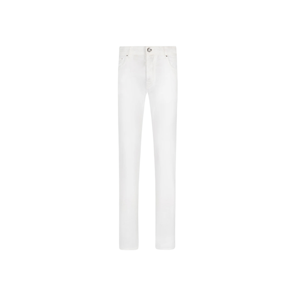 Pantalon jean JACOB COHEN Luis coton stretch lin blanc