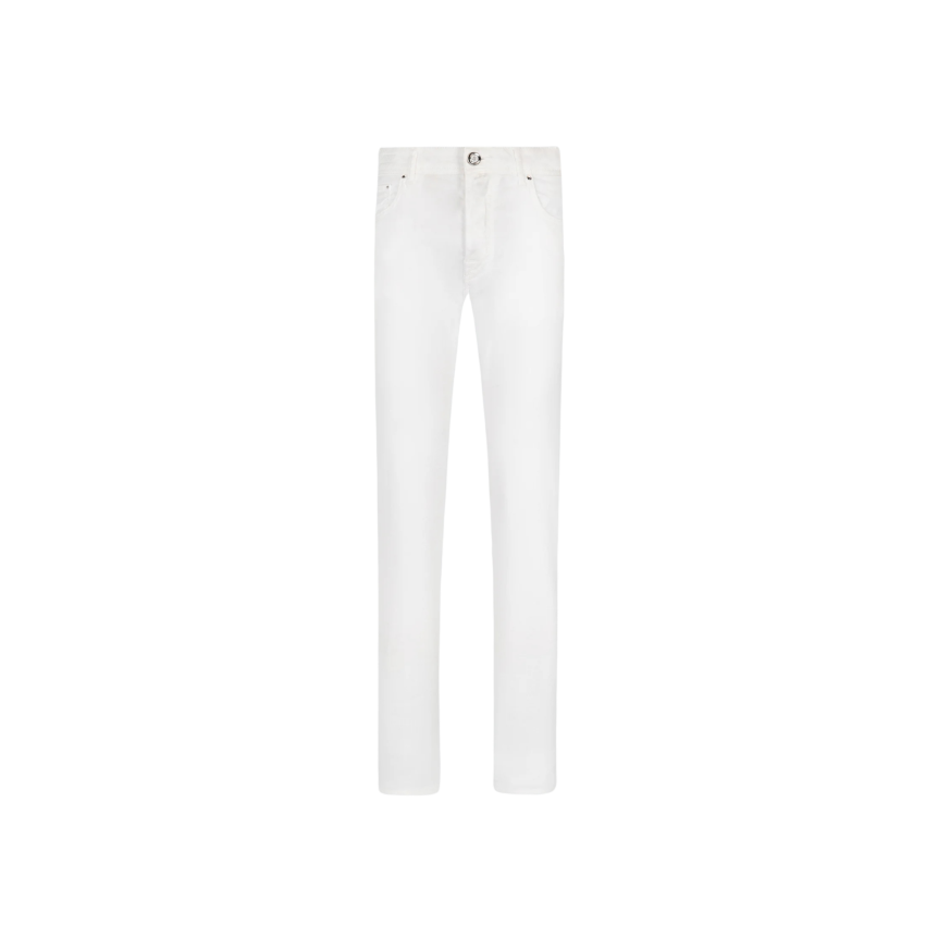 Pantalon jean JACOB COHEN Luis coton stretch lin blanc