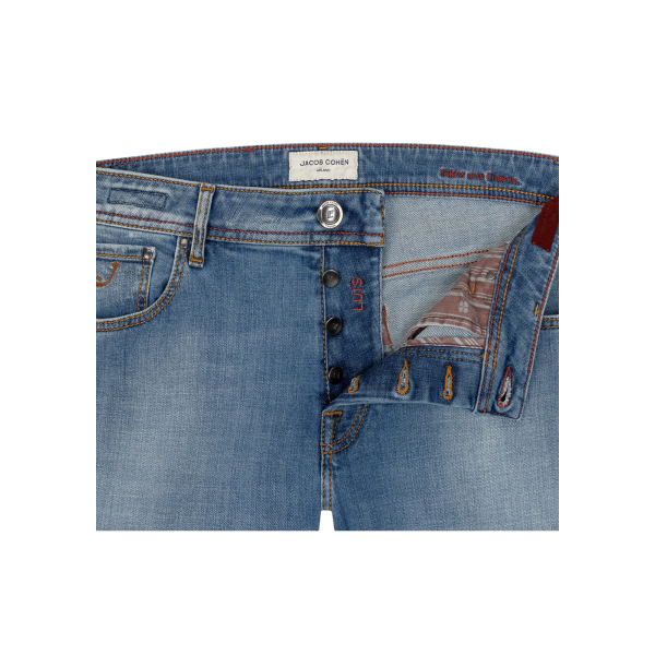 Pantalon jean JACOB COHEN Luis denim coton bleu clair délavé