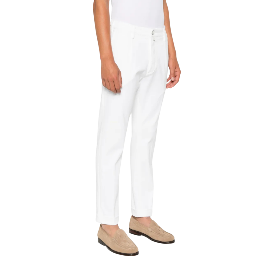 Pantalon JACOB COHEN Henry à plis marqués coton blanc