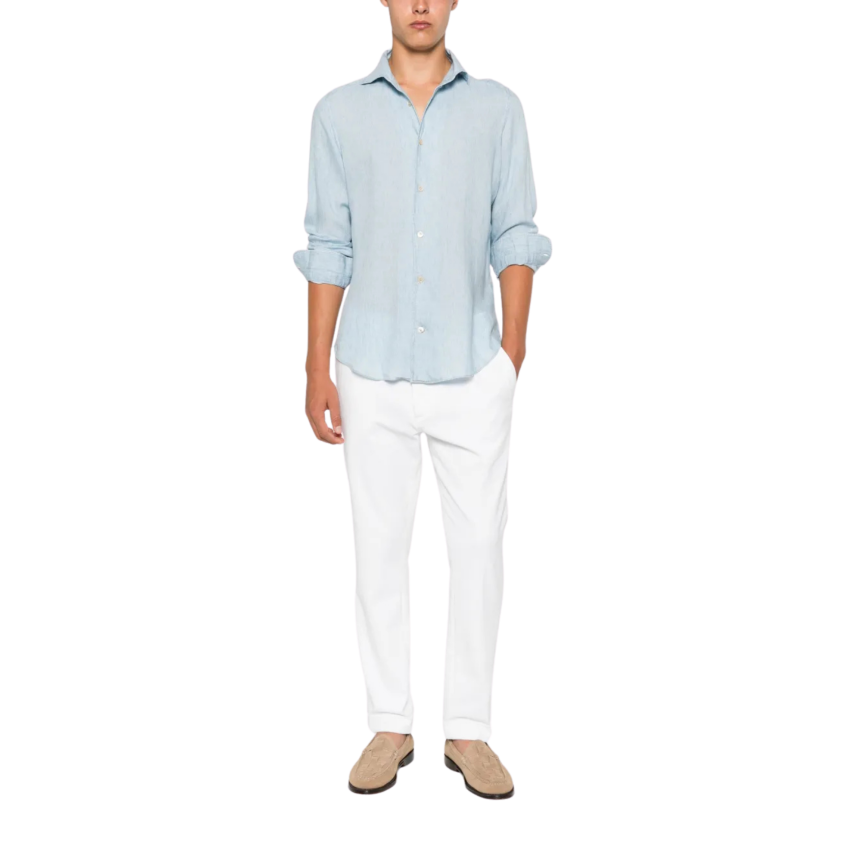 Pantalon JACOB COHEN Henry à plis marqués coton blanc