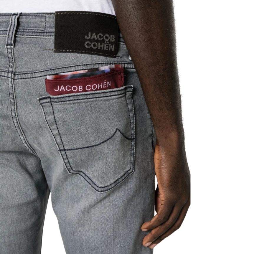 Jean JACOB COHEN Nick slim toile denim coton stretch gris perle