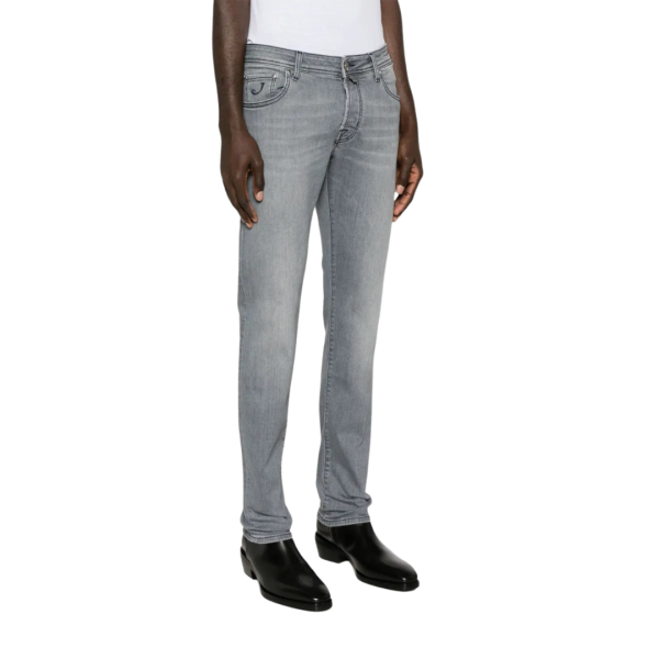 Jean JACOB COHEN Nick slim toile denim coton stretch gris perle