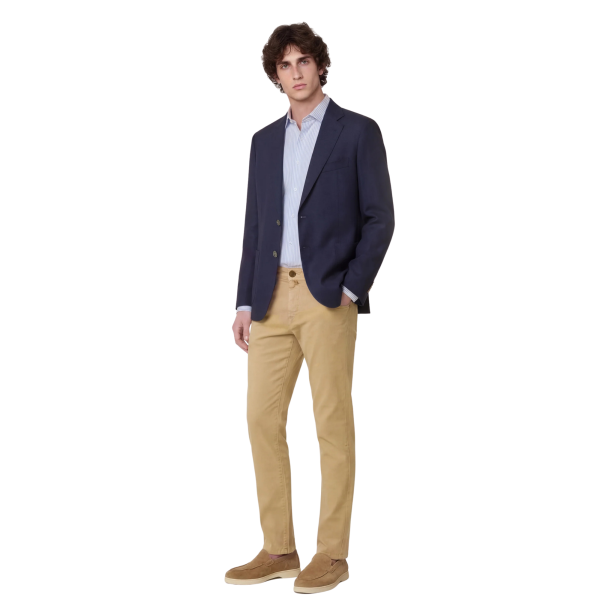 Jean JACOB COHEN Nick slim denim coton stretch beige foncé taupe
