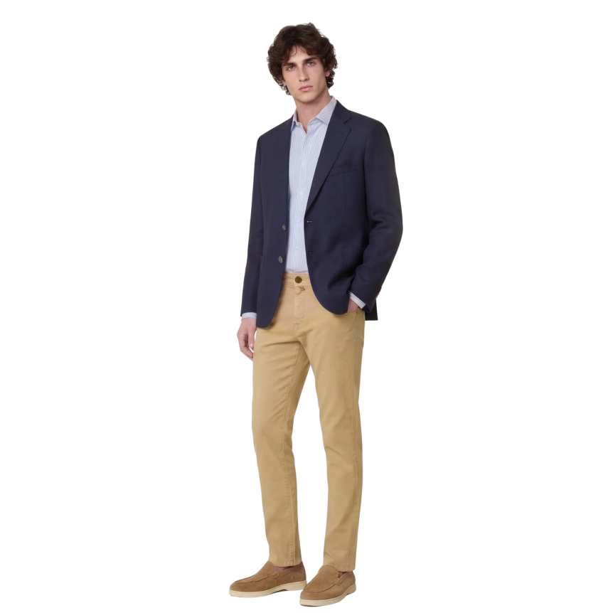 Jean JACOB COHEN Nick slim denim coton stretch beige foncé taupe