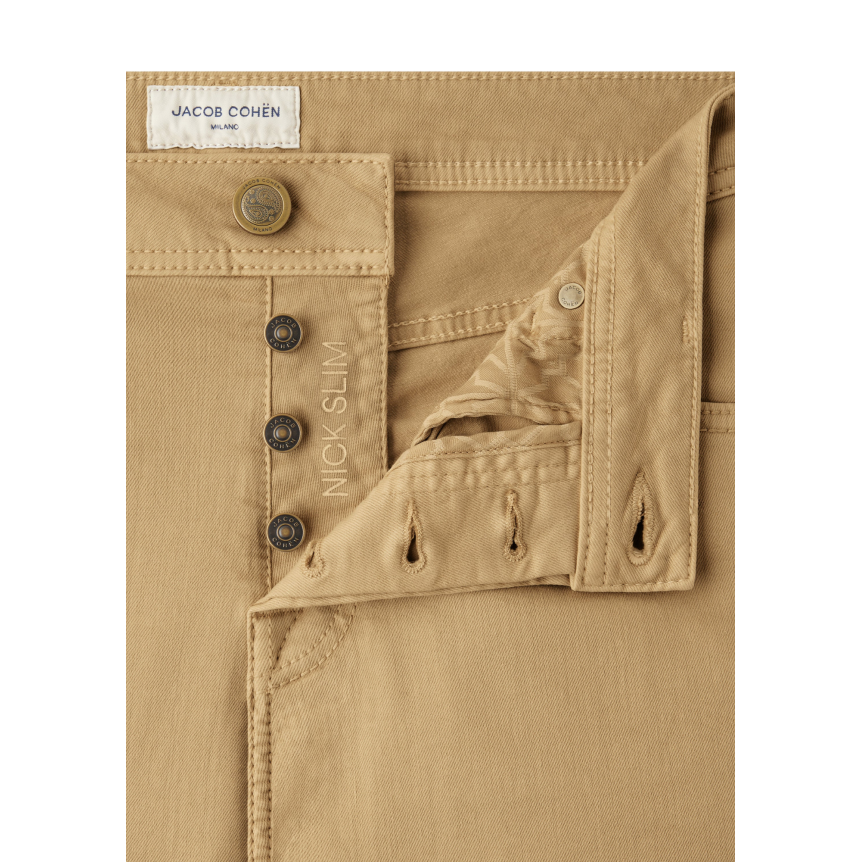 Jean JACOB COHEN Nick slim denim coton stretch beige foncé taupe