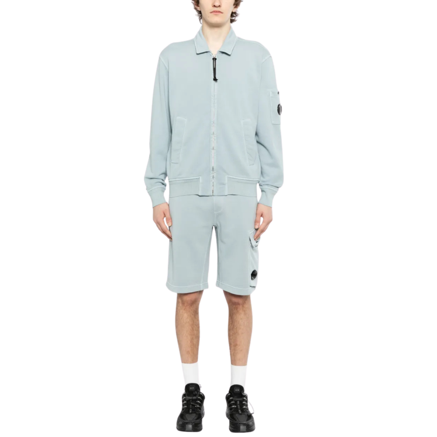 Short de survêtement CP COMPANY cargo en molleton de coton à motif diagonal bleu ciel