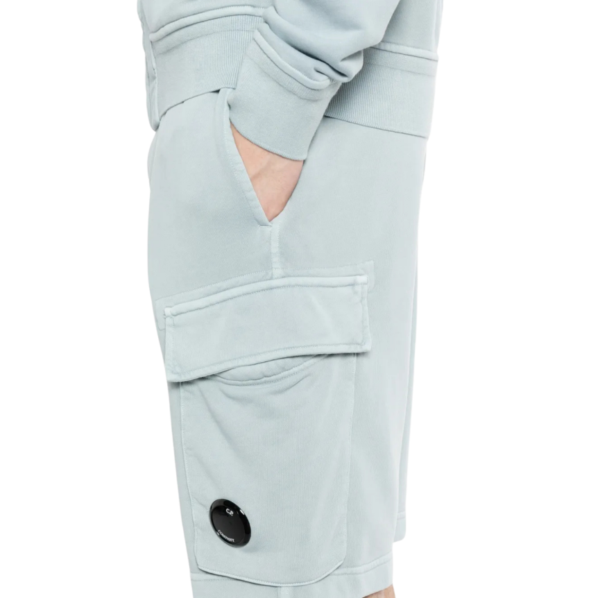 Short de survêtement CP COMPANY cargo en molleton de coton à motif diagonal bleu ciel