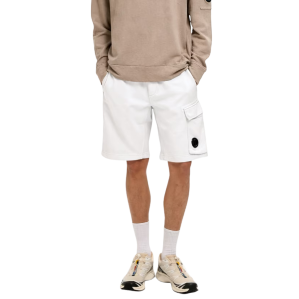 Short de survêtement CP COMPANY cargo en molleton de coton à motif diagonal blanc