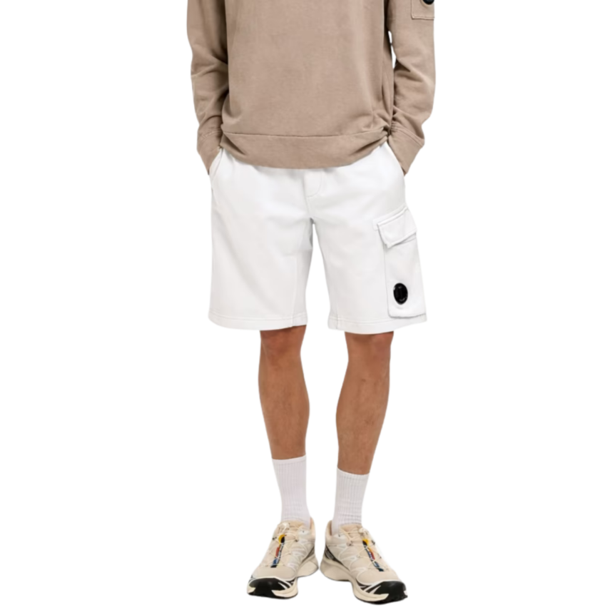 Short de survêtement CP COMPANY cargo en molleton de coton à motif diagonal blanc
