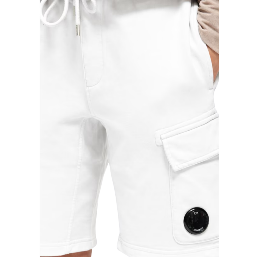 Short de survêtement CP COMPANY cargo en molleton de coton à motif diagonal blanc