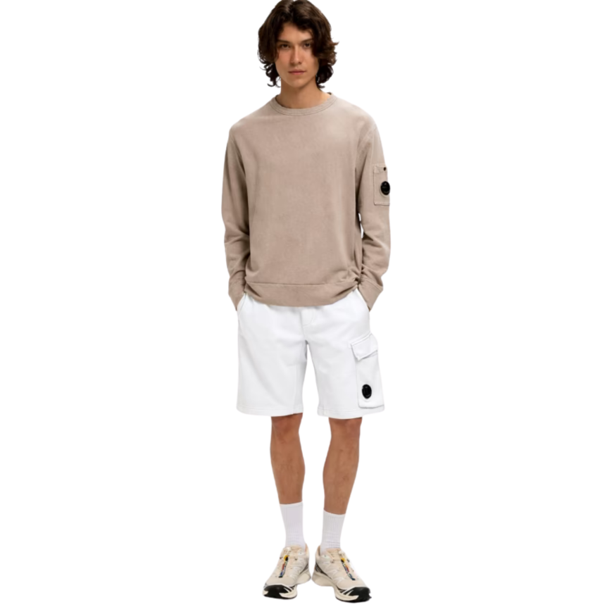 Short de survêtement CP COMPANY cargo en molleton de coton à motif diagonal blanc