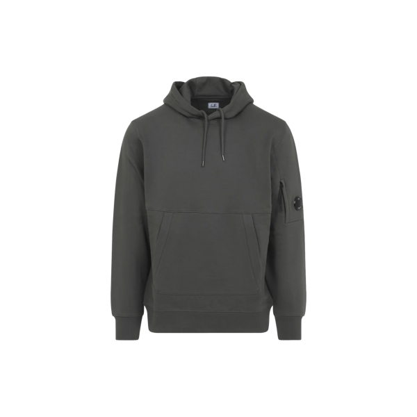 Sweat à capuche CP COMPANY polaire motif diagonal relief coton gris anthracite