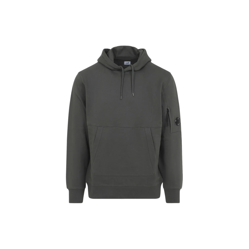 Sweat à capuche CP COMPANY polaire motif diagonal relief coton gris anthracite