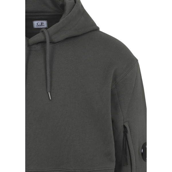 Sweat à capuche CP COMPANY polaire motif diagonal relief coton gris anthracite