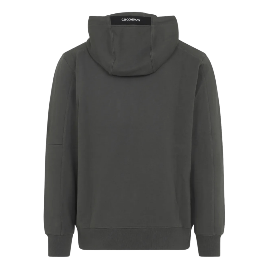 Sweat à capuche CP COMPANY polaire motif diagonal relief coton gris anthracite