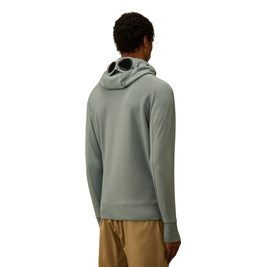 Sweat-shirt à capuche CP COMPANY lunettes polaire motif diagonal relief bleu argenté
