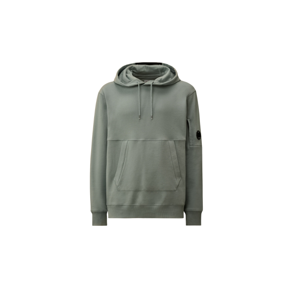 Sweat à capuche CP COMPANY polaire motif diagonal relief coton bleu argenté