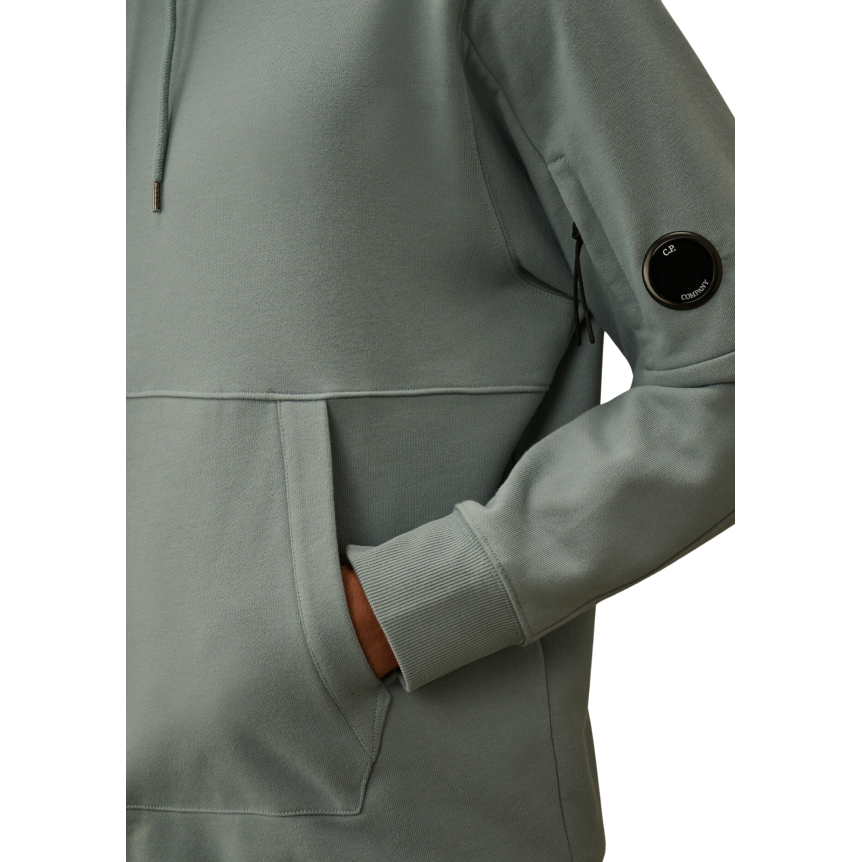 Sweat à capuche CP COMPANY polaire motif diagonal relief coton bleu argenté