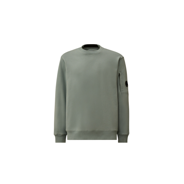 Sweat-shirt CP COMPANY col rond polaire motif diagonal relief bleu argenté