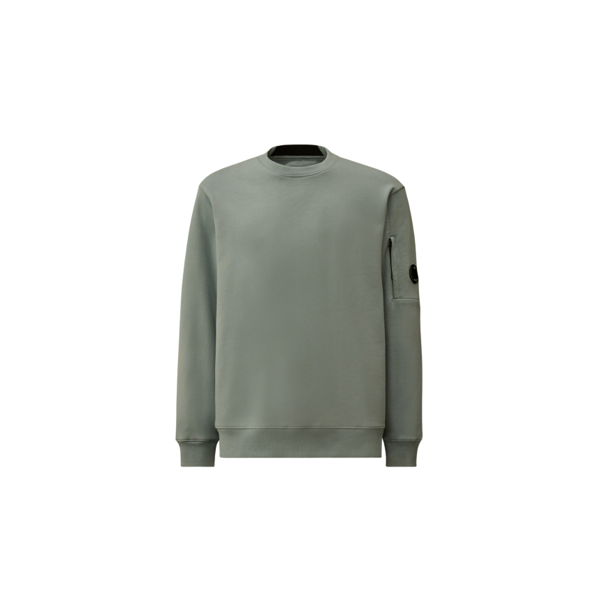 Sweat-shirt CP COMPANY col rond polaire motif diagonal relief bleu argenté