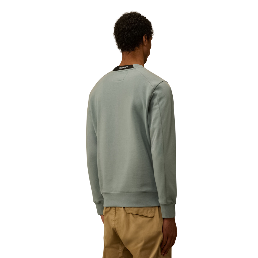 Sweat-shirt CP COMPANY col rond polaire motif diagonal relief bleu argenté