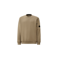 Sweat-shirt col rond polaire motif diagonal relief gris beige