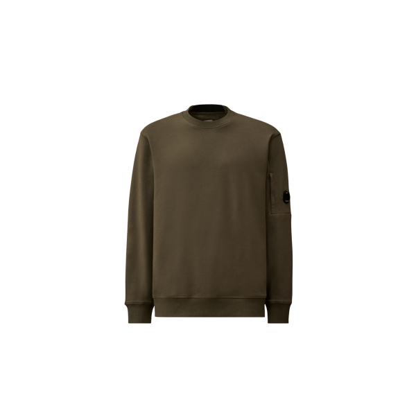 Sweat-shirt CP COMPANY col rond polaire motif diagonal relief gris anthracite