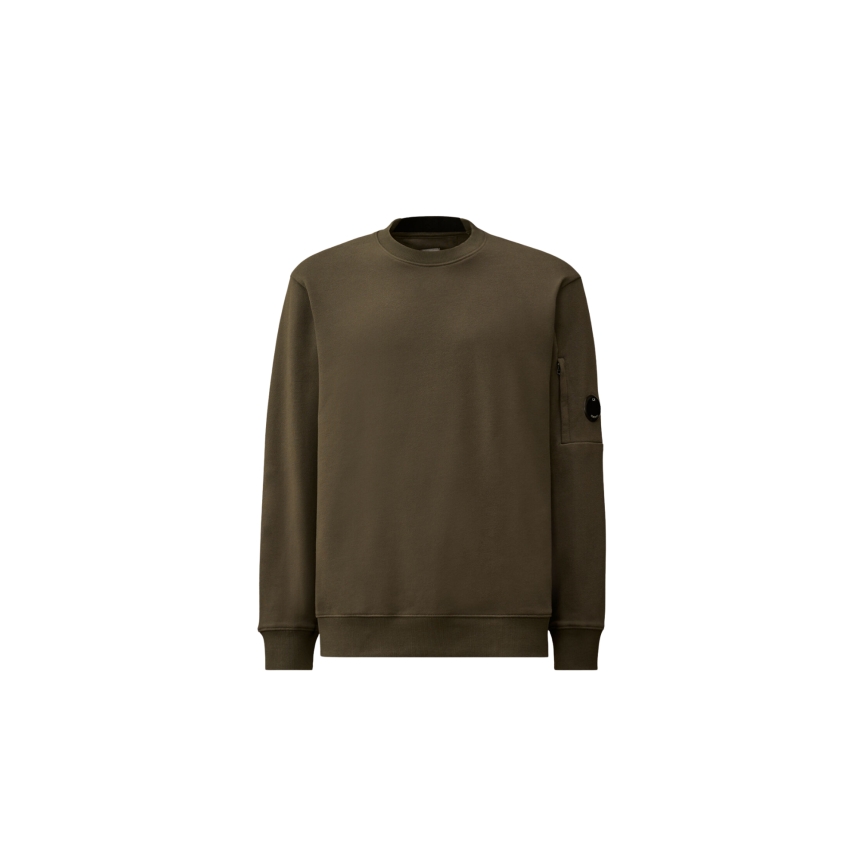 Sweat-shirt CP COMPANY col rond polaire motif diagonal relief gris anthracite