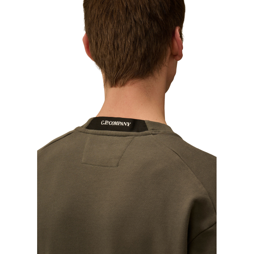 Sweat-shirt CP COMPANY col rond polaire motif diagonal relief gris anthracite