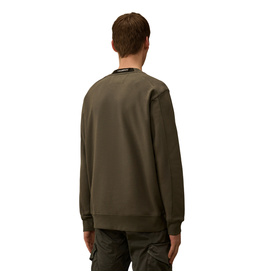 Sweat-shirt CP COMPANY col rond polaire motif diagonal relief gris anthracite
