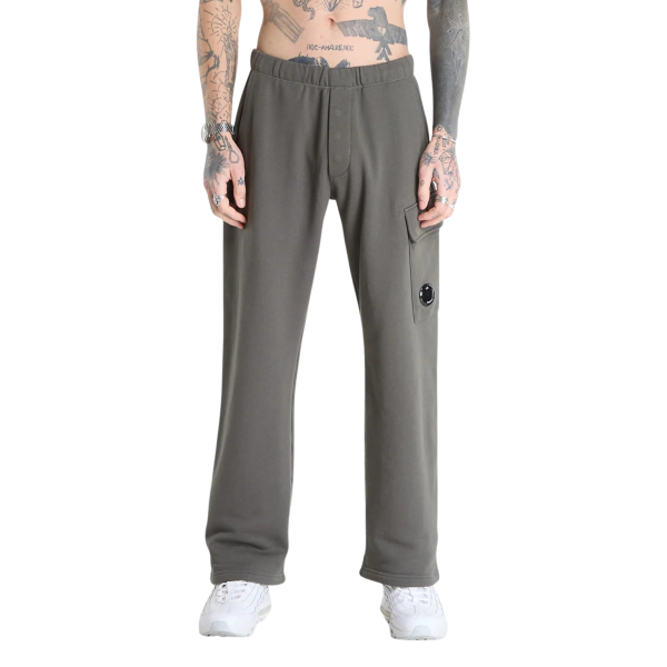 Pantalon de survêtement cargo CP COMPANY coton polaire motif diagonal gris