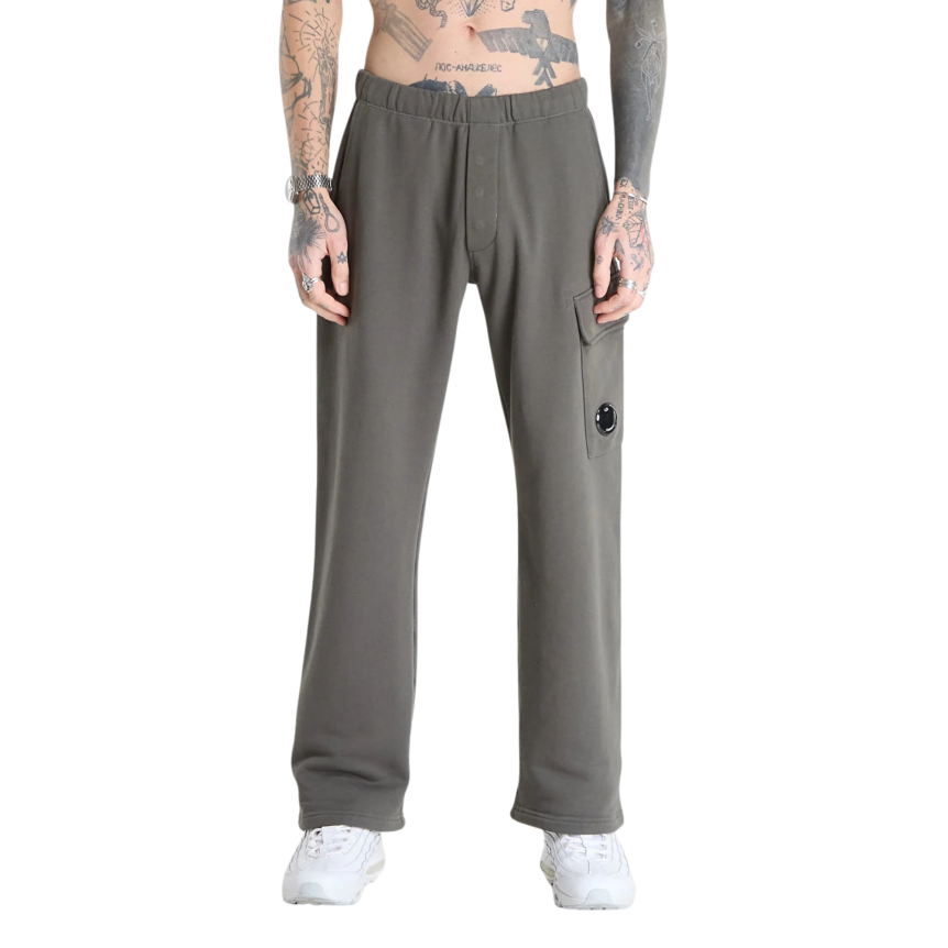 Pantalon de survêtement cargo CP COMPANY coton polaire motif diagonal gris