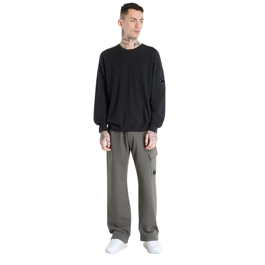 Pantalon de survêtement cargo CP COMPANY coton polaire motif diagonal gris