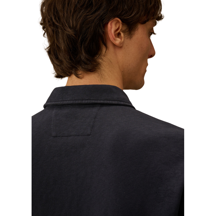 Sweat shirt CP COMPANY col polo demi zip coton délavé vieilli bleu marine