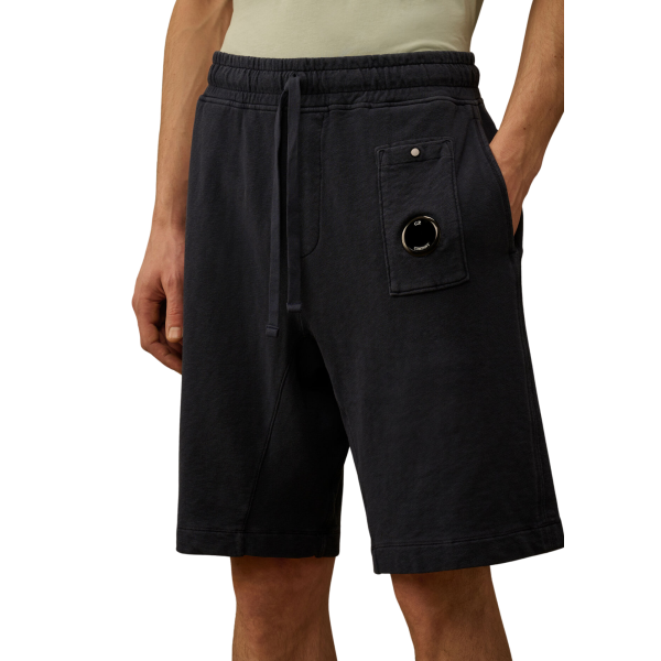 Bermuda CP COMPANY en molleton de coton délavé vieilli bleu marine
