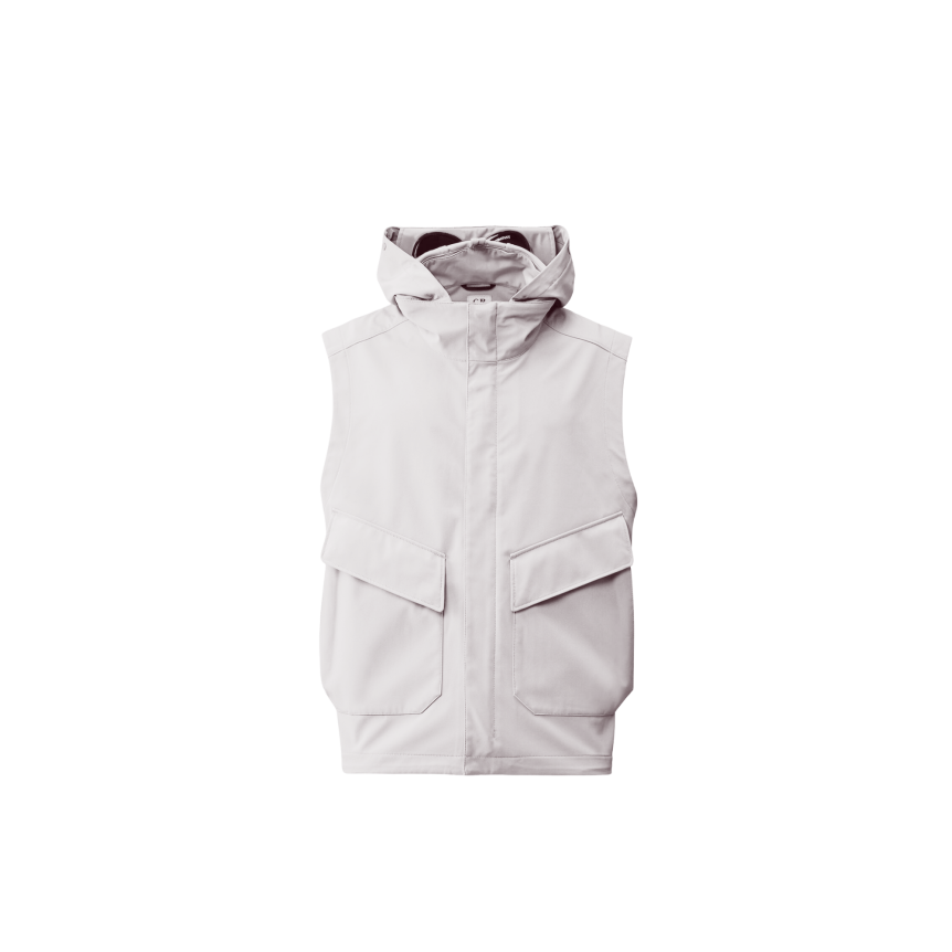 Gilet sans manches à capuche CP COMPANY lunettes nylon recyclé Shell R blanc