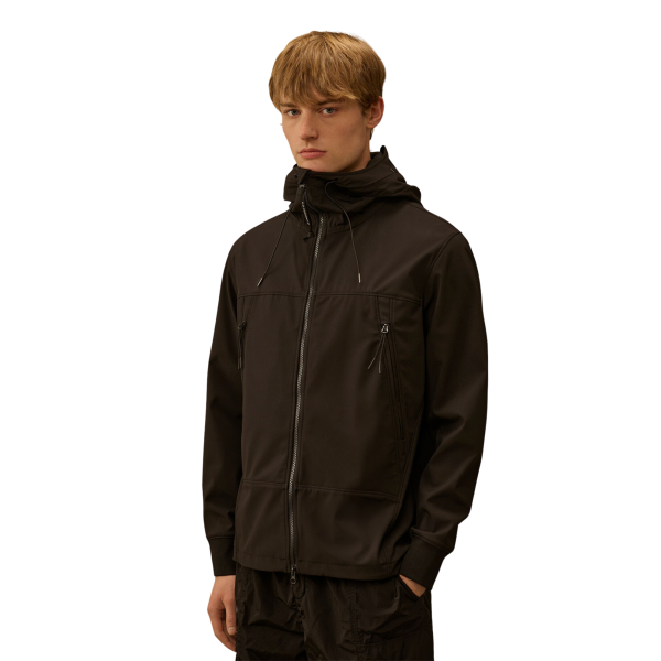 Blouson zippé à capuche CP COMPANY lunettes polyester Shell-R noir