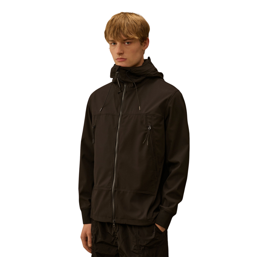 Blouson zippé à capuche CP COMPANY lunettes polyester Shell-R noir
