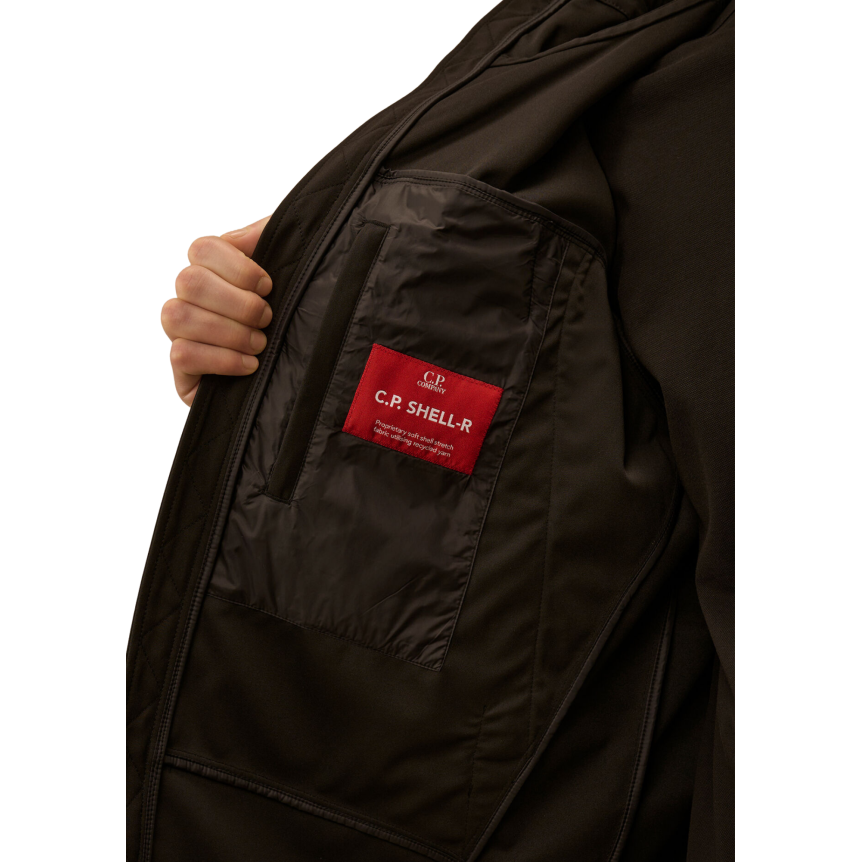 Blouson zippé à capuche CP COMPANY lunettes polyester Shell-R noir