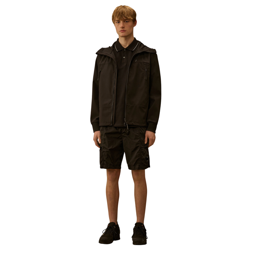 Blouson zippé à capuche CP COMPANY lunettes polyester Shell-R noir