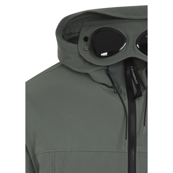 Blouson zippé à capuche CP COMPANY lunettes polyester Shell-R kaki