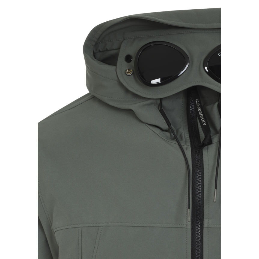 Blouson zippé à capuche CP COMPANY lunettes polyester Shell-R kaki