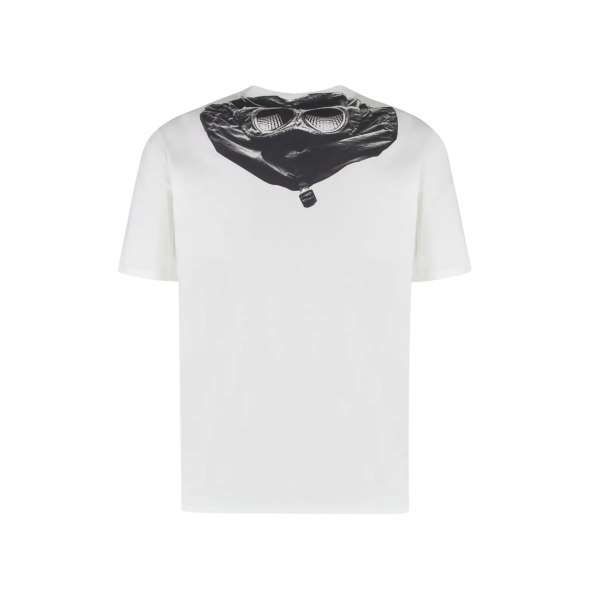 T-shirt manche courte CP COMPANY jersey coton blanc imprimé lunettes dos
