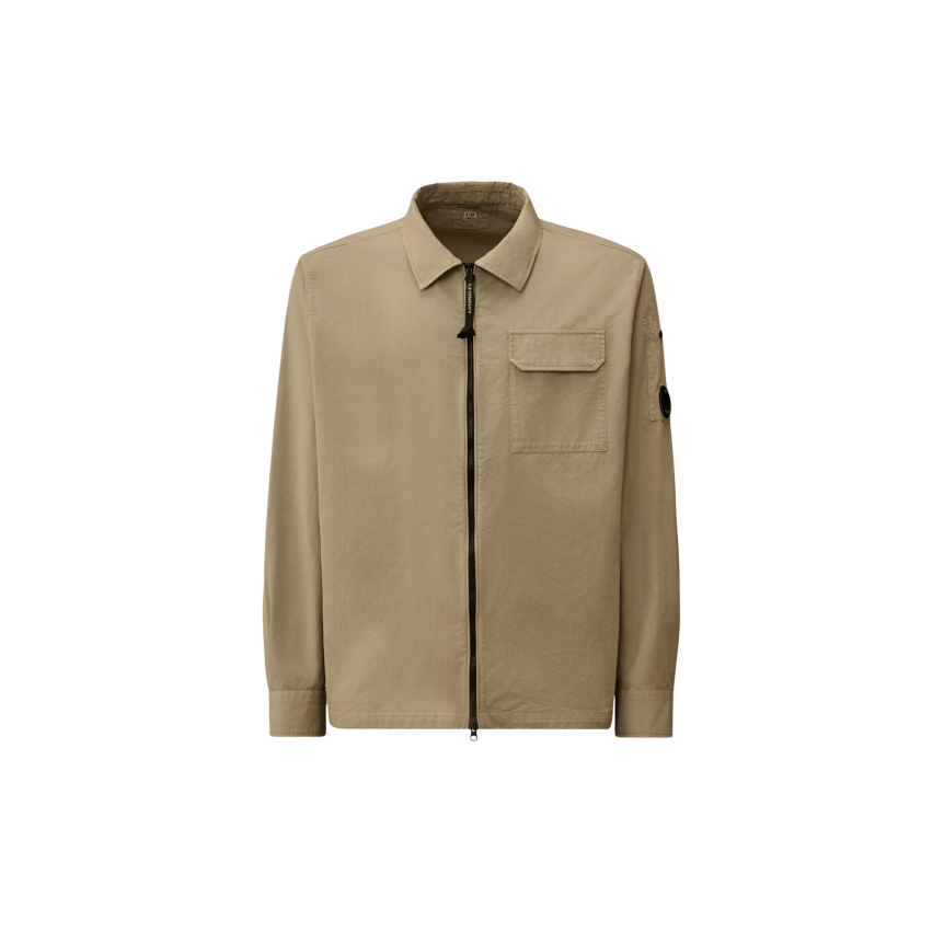 Surchemise zippée CP COMPANY gabardine coton bio beige gris