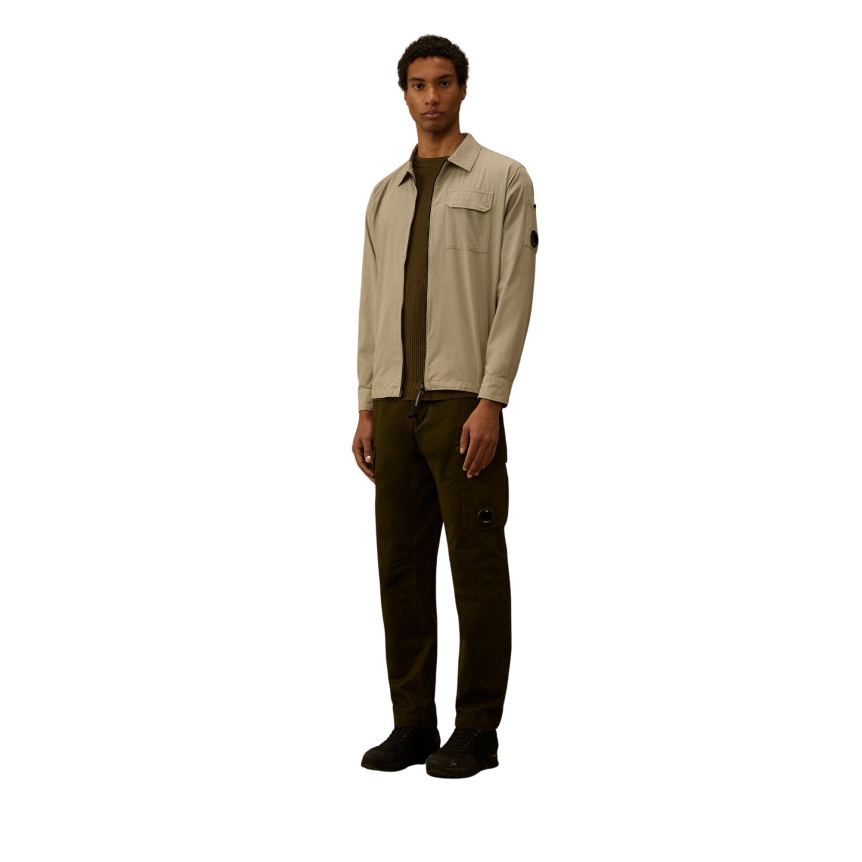 Surchemise zippée CP COMPANY gabardine coton bio beige gris