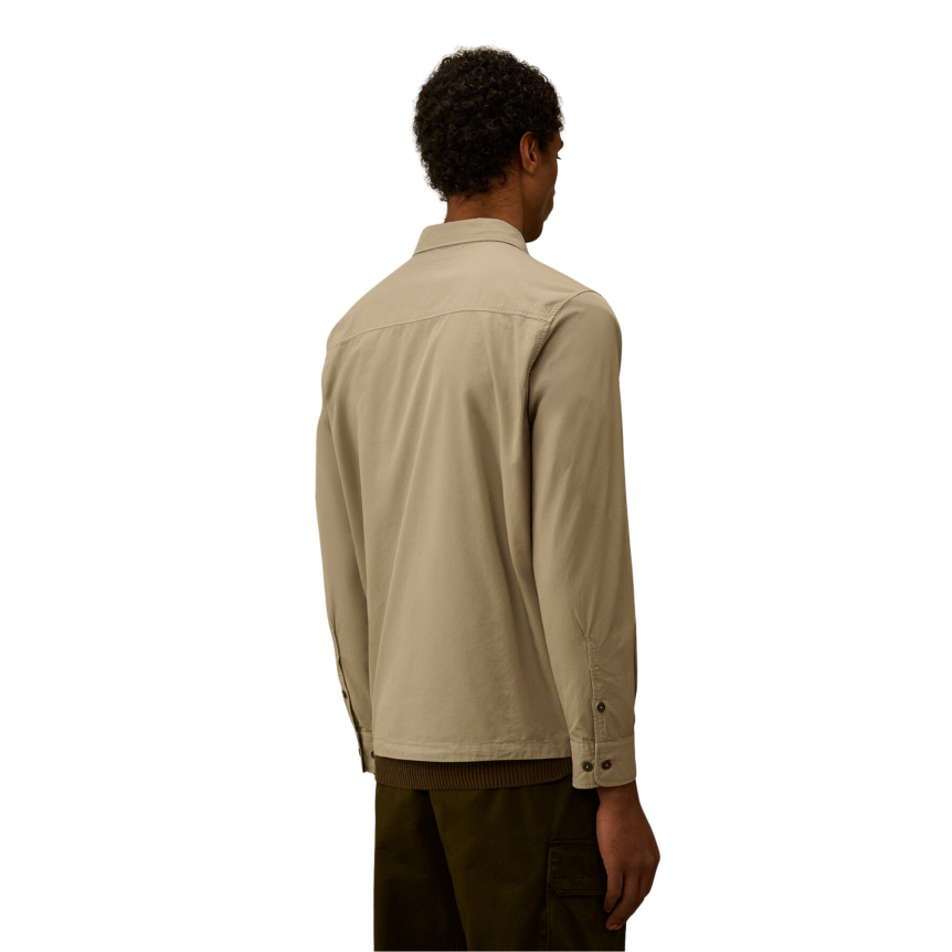 Surchemise zippée CP COMPANY gabardine coton bio beige gris