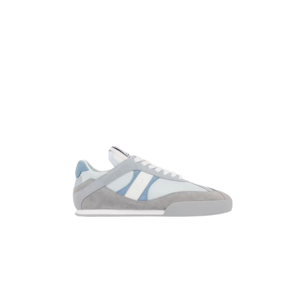 Basket basse CHLOE Kick resille cuir velours gris clair bleu ciel