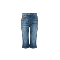 Pantacourt Jean Capri taille haute denim coton bio bleu délavé